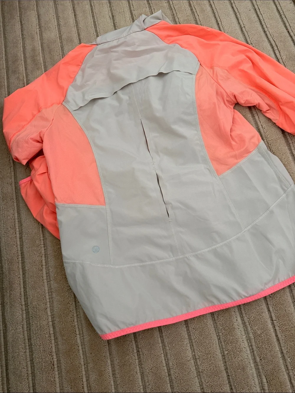 lululemon athletica Lightweight Hoodie Jacket in Coral and Light Gray